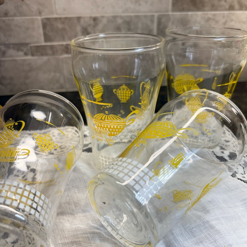 Yellow Patterned Glass Tumblers